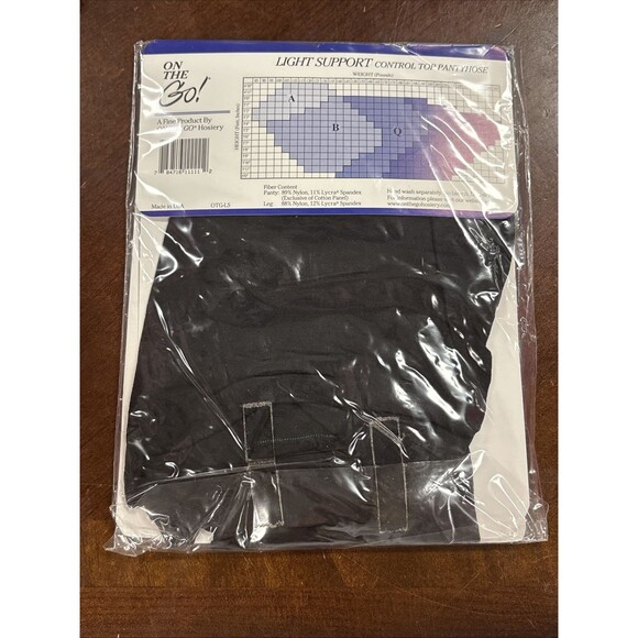 On The Go! Light Support Control Top Pantyhose In Black Size Queen Nylon/Spandex - Picture 3 of 5